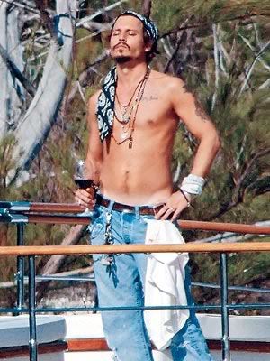 Johnny Depp,whoa!! on a boat,
