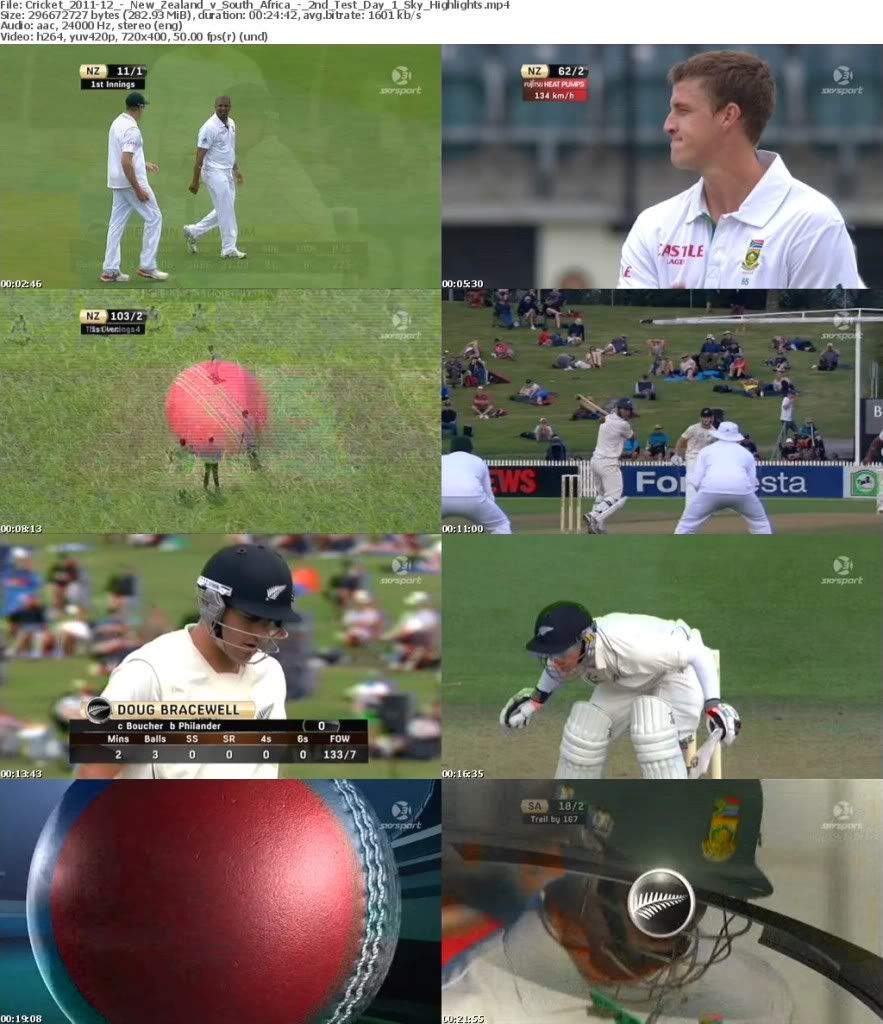 Cricket 2011/12 New Zealand v South Africa 2nd Test Day 1 Sky