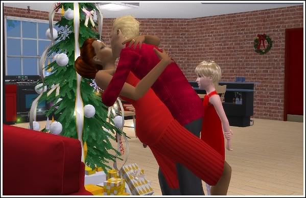 Nicholas and Rose under mistletoe