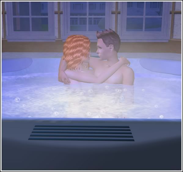 Renny and Dick in the hot tub