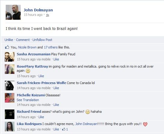 John Dolmayan pretende voltar ao Brasil!