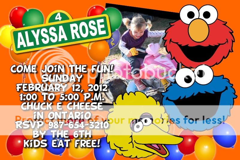 Sesame Street Birthday Invitation PERSONALIZED w/ PHOTO and Thank You 