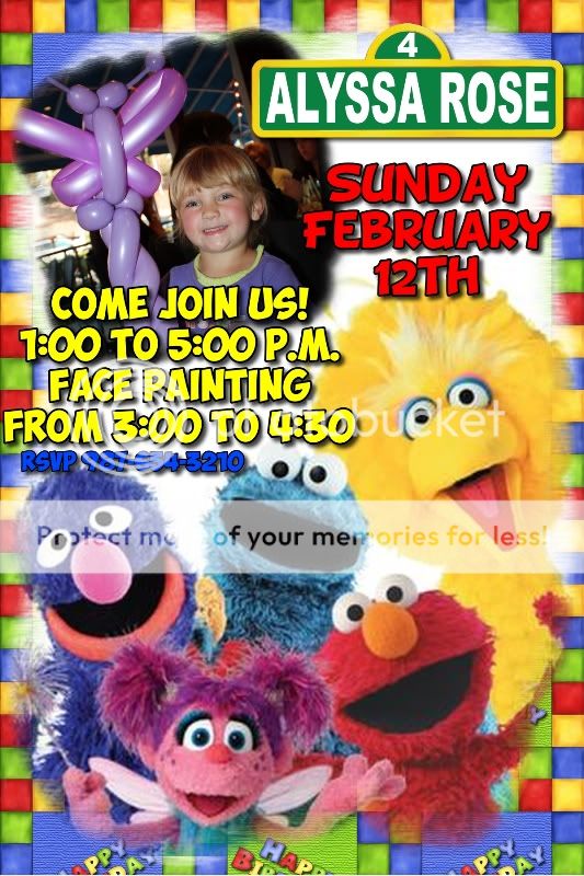 Sesame Street Birthday Invitation PERSONALIZED w/ PHOTO and Thank You 